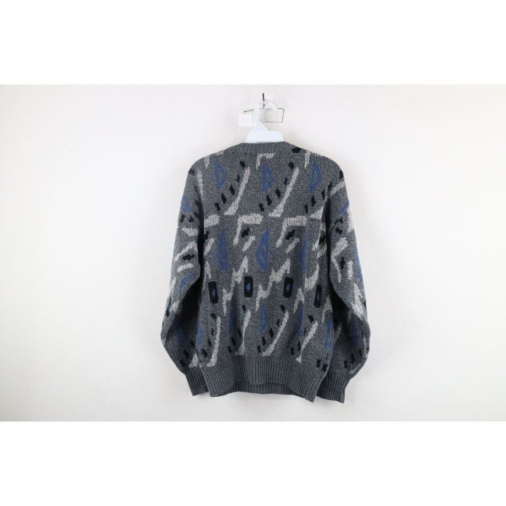 Vintage 90s Coogi Style Womens Large Abstract Geometric Knit Grandma Sweater - Picture 6 of 8